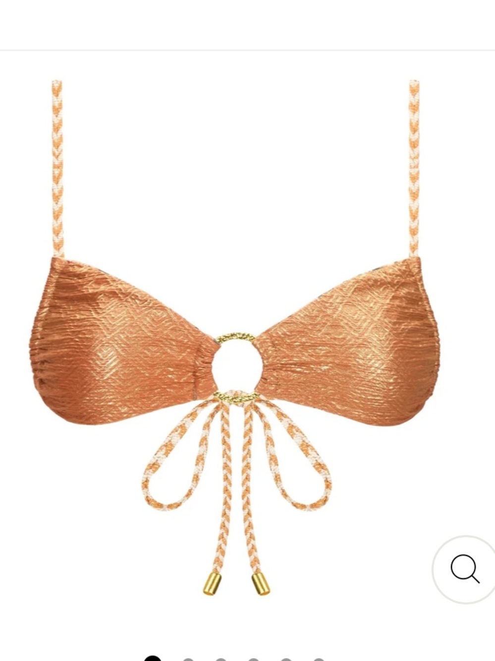 Akosha Jet Set Top Cairo Bikini Womens Medium Copper Gold Braided Straps